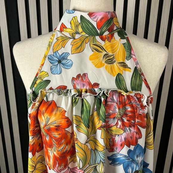 CAROL CHRISTIAN Floral Halter Dress Sz M - Picture 4 of 5